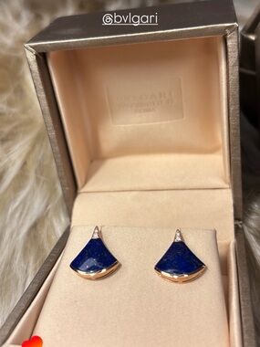 Bulgari Lapis Blue and Rose Gold Fan Stud Earrings